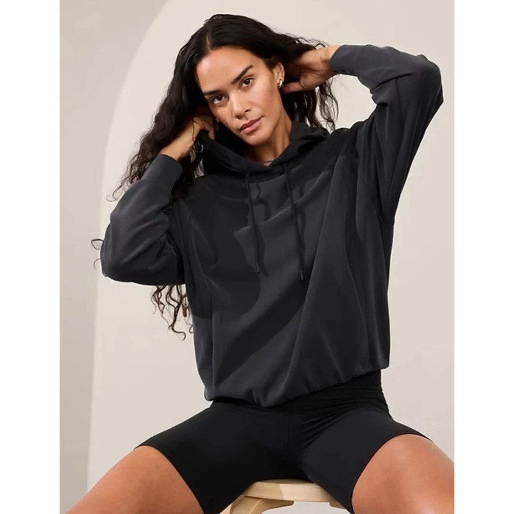 Athleta Seasoft Bubble Hem Hoodie Size S Pullover Athleisure Loungewear